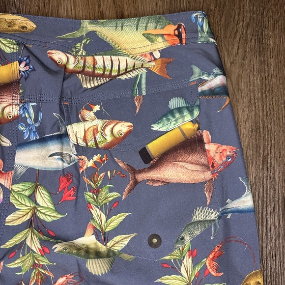 Saxx Betawave 2N1 Boardie 17" Men's 34 Swim Trunks Shorts Ballpark Pouch Fish - Picture 6 of 13